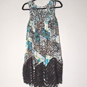 Vintage 90s Alberto Makali Sheer Mini Boho Dress Size S Art to Wear Maximalist